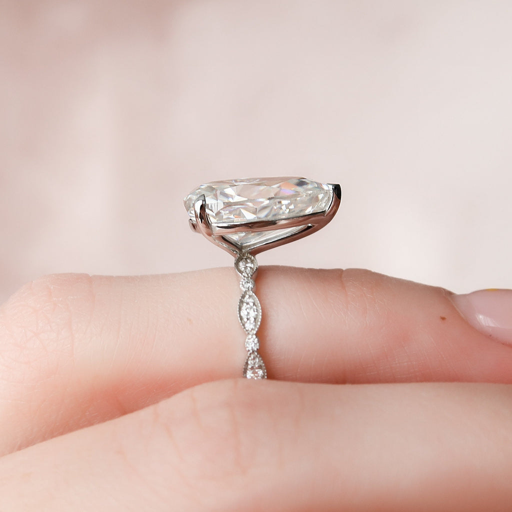 4.50 CT Pear Moissanite Pave Engagement Ring