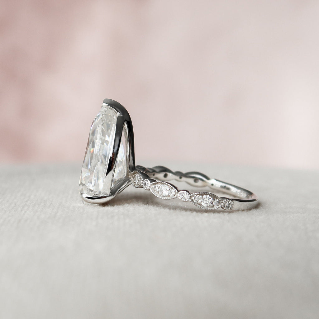 4.50 CT Pear Moissanite Pave Engagement Ring