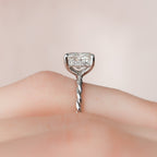 2.0 CT Elongated Cushion Moissanite Hidden Halo Engagement Ring