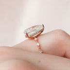 4.0 CT Pear Moissanite Hidden Halo Dainty Style Engagement Ring
