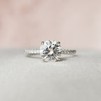 1.50 CT Round Cut Pave Moissanite Engagement Ring
