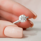 1.50 CT Round Cut Pave Moissanite Engagement Ring