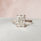 3.0 CT Radiant Moissanite Hidden Halo Pave Setting Engagement Ring