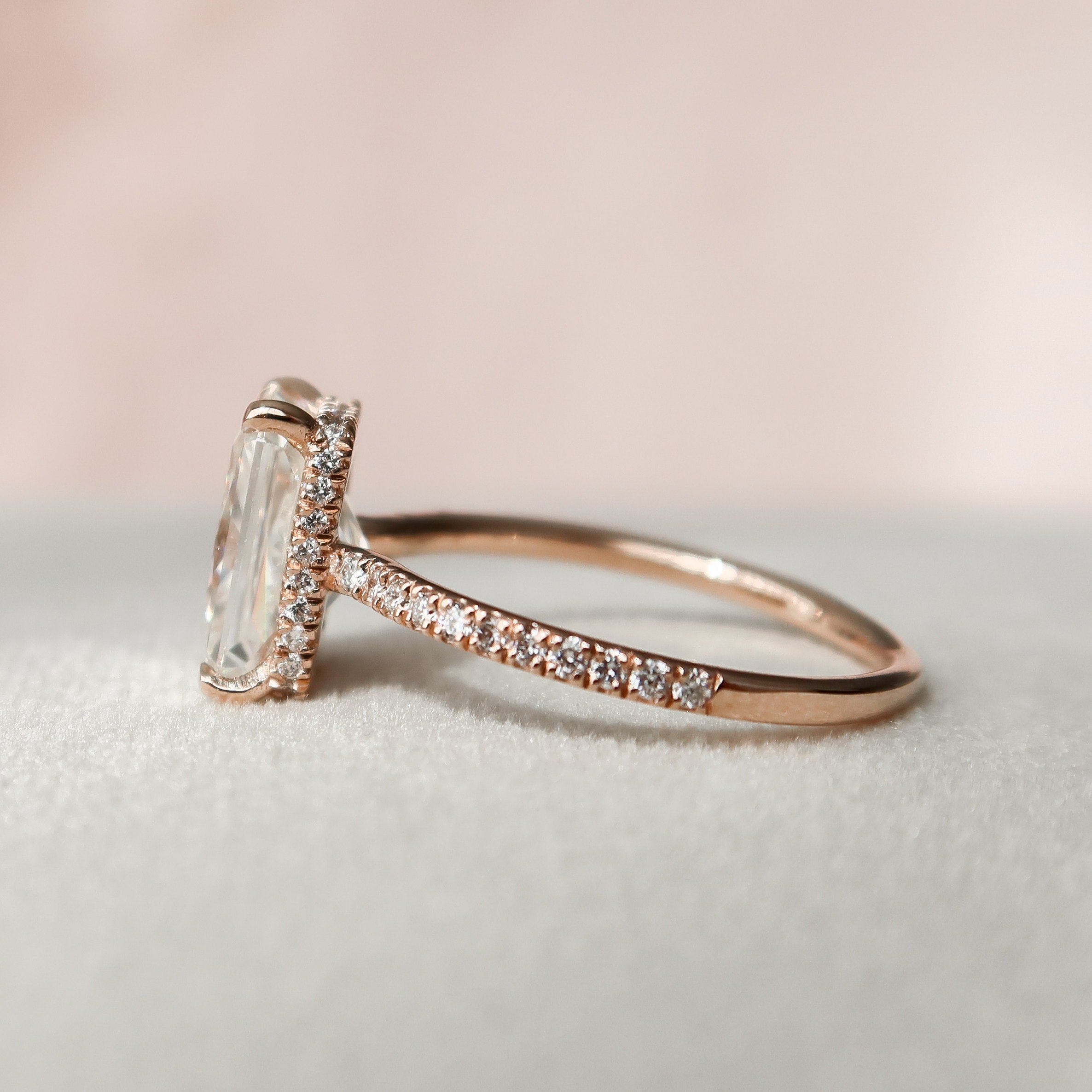 3.0 CT Radiant Moissanite Hidden Halo Pave Setting Engagement Ring