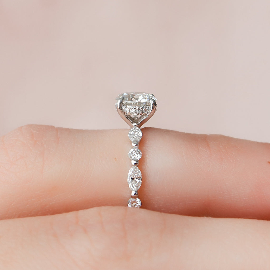 1.0 CT Round Brilliant Cut Moissanite Pave Style Engagement Ring