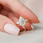 2.0 CT Pear Cut Moissanite Three Stone Engagement Ring