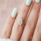 2.0 CT Pear Moissanite Hidden Halo Engagement Ring