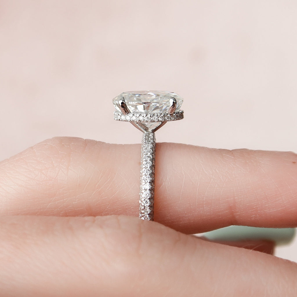 3.0 CT Oval Moissanite Pave Setting Engagement Ring
