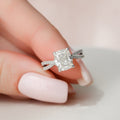 2.0 CT Cushion Cut Moissanite Split Shank Style Engagement Ring