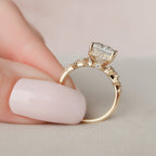 3.50 CT Radiant Cut Moissanite Cluster Engagement Ring
