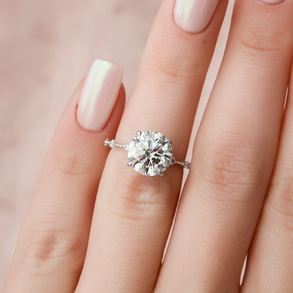 2.50 CT Round Moissanite Dainty Style Engagement Ring