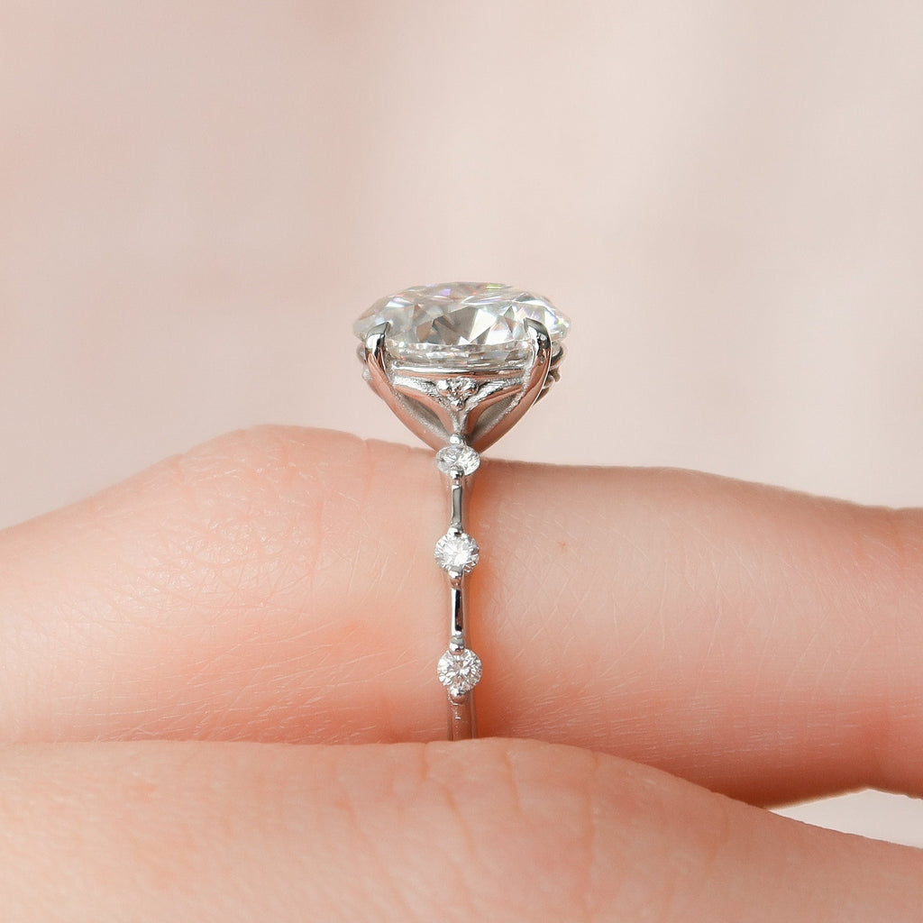 2.50 CT Round Moissanite Dainty Style Engagement Ring