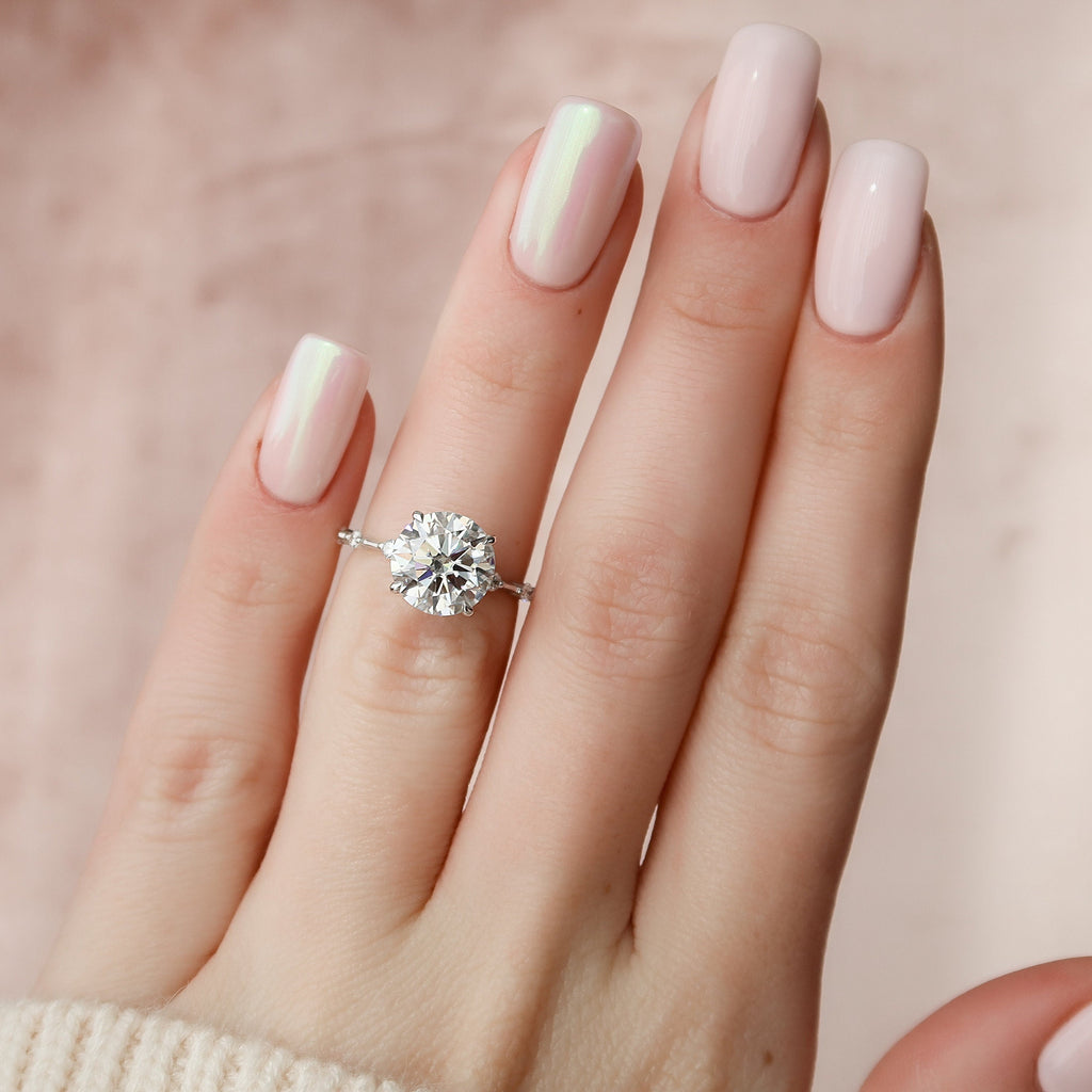 2.50 CT Round Moissanite Dainty Style Engagement Ring