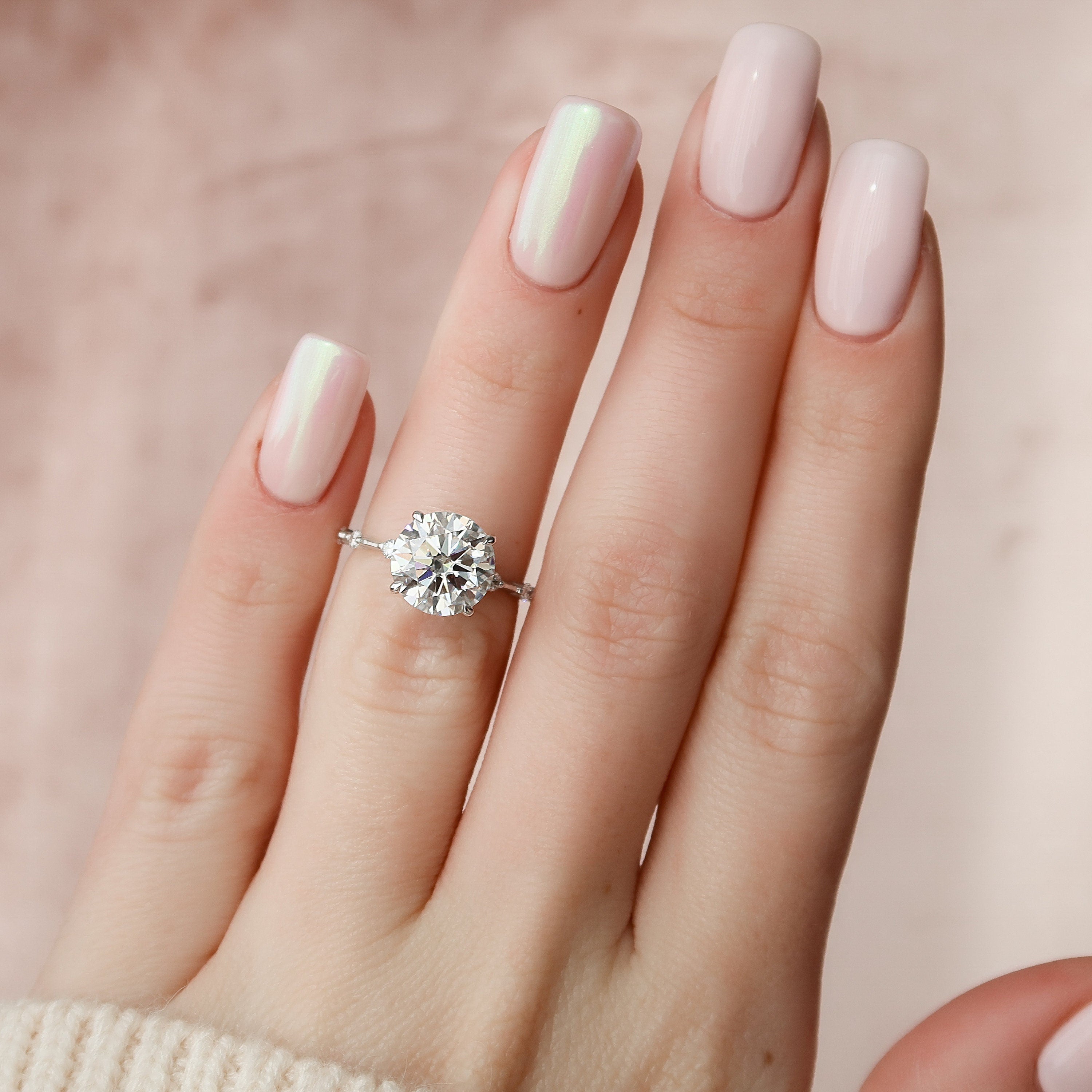 2.50 CT Round Moissanite Dainty Style Engagement Ring