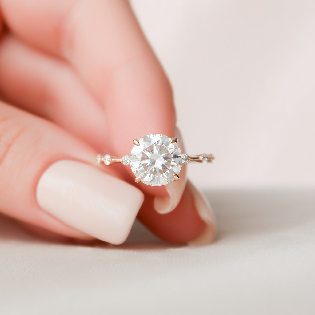 2.50 CT Round Moissanite Dainty Style Engagement Ring