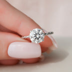 2.50 CT Round Moissanite Hidden Halo Twisted Engagement Ring
