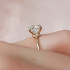 2.0 CT Cushion Cut Moissanite Hidden Halo Engagement Ring