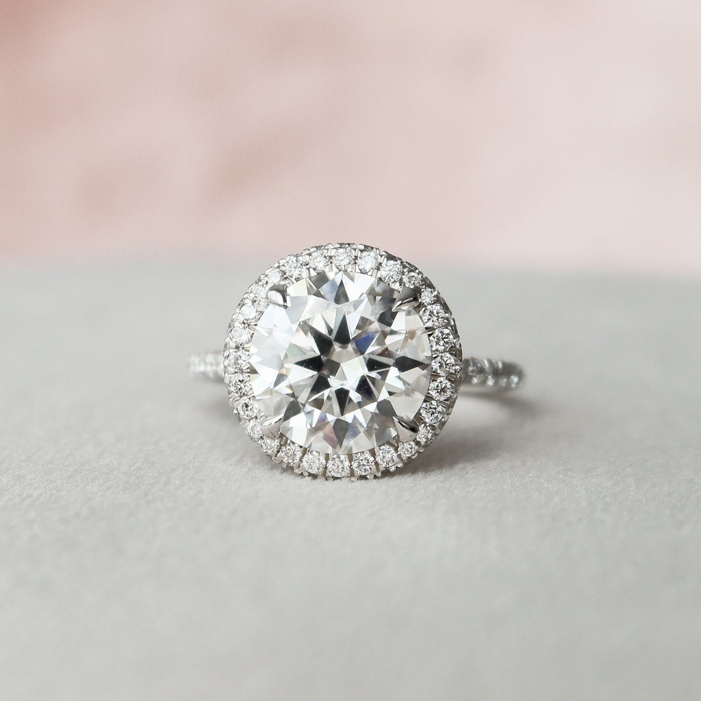 3.50 CT Round Moissanite Halo Setting Engagement Ring
