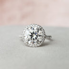 3.50 CT Round Moissanite Halo Setting Engagement Ring