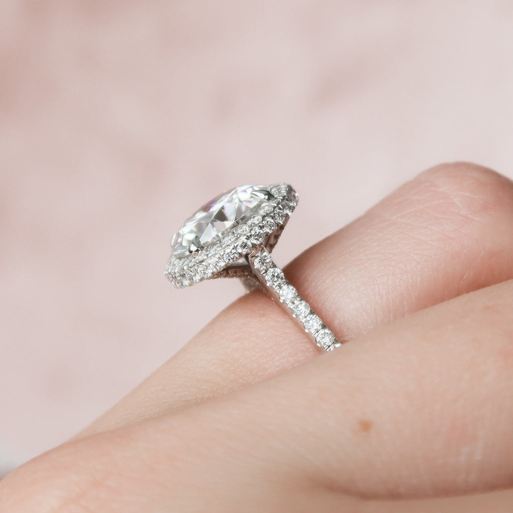 3.50 CT Round Moissanite Halo Setting Engagement Ring