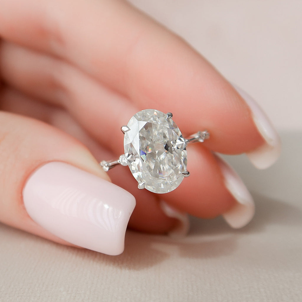 4.50 CT Oval Moissanite Dainty Style Engagement Ring