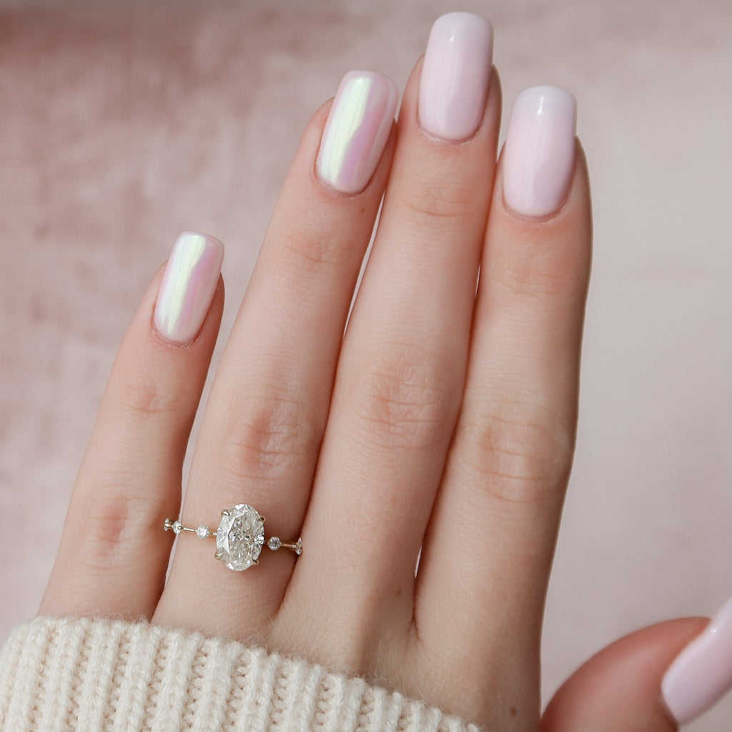 1.50 - 3.50 CT Oval Cut Dainty Moissanite Engagement Ring