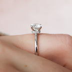 1.0 CT Round Cut Moissanite Hidden Halo Style Engagement Ring
