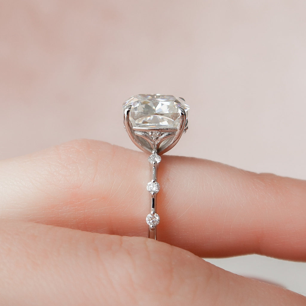 5.0 CT Cushion Moissanite Dainty Style Engagement Ring