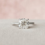 2.50 CT Cushion Moissanite Pave Setting Engagement Ring
