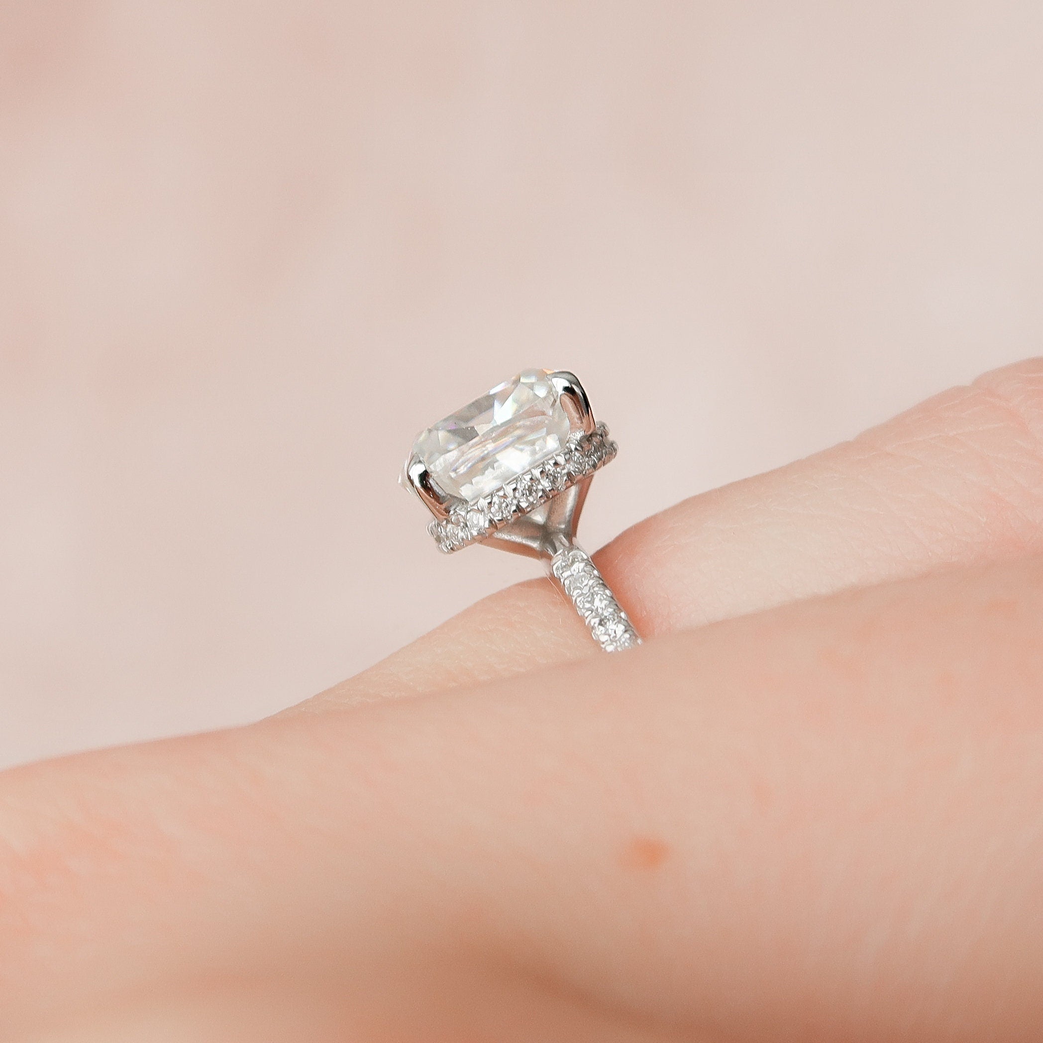 2.50 CT Cushion Moissanite Pave Setting Engagement Ring