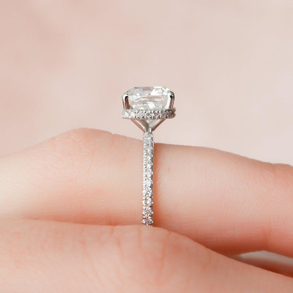 2.50 CT Cushion Moissanite Pave Setting Engagement Ring