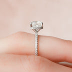 2.50 CT Cushion Moissanite Pave Setting Engagement Ring