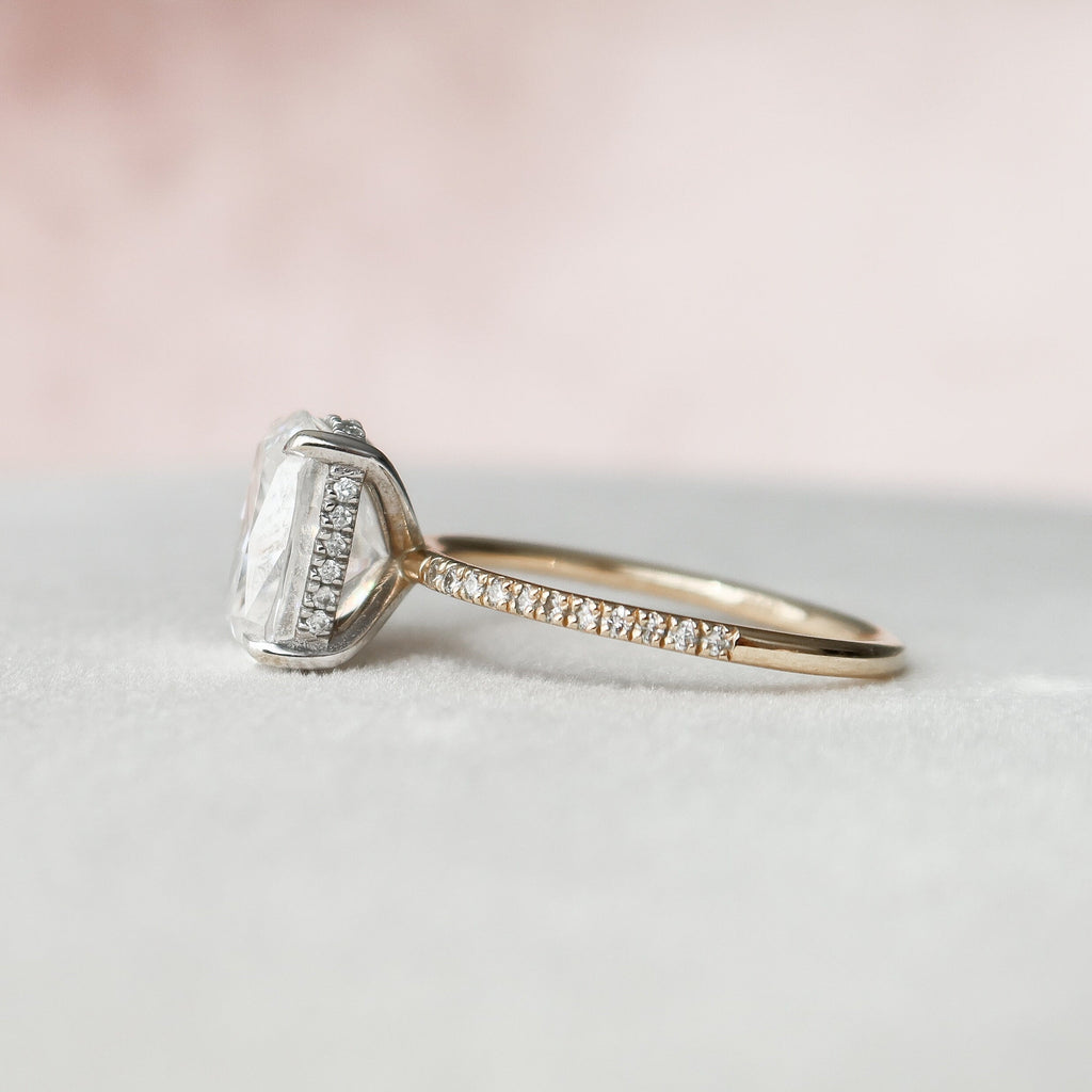 4.50 CT Elongated Cushion Cut Moissanite Pave Engagement Ring