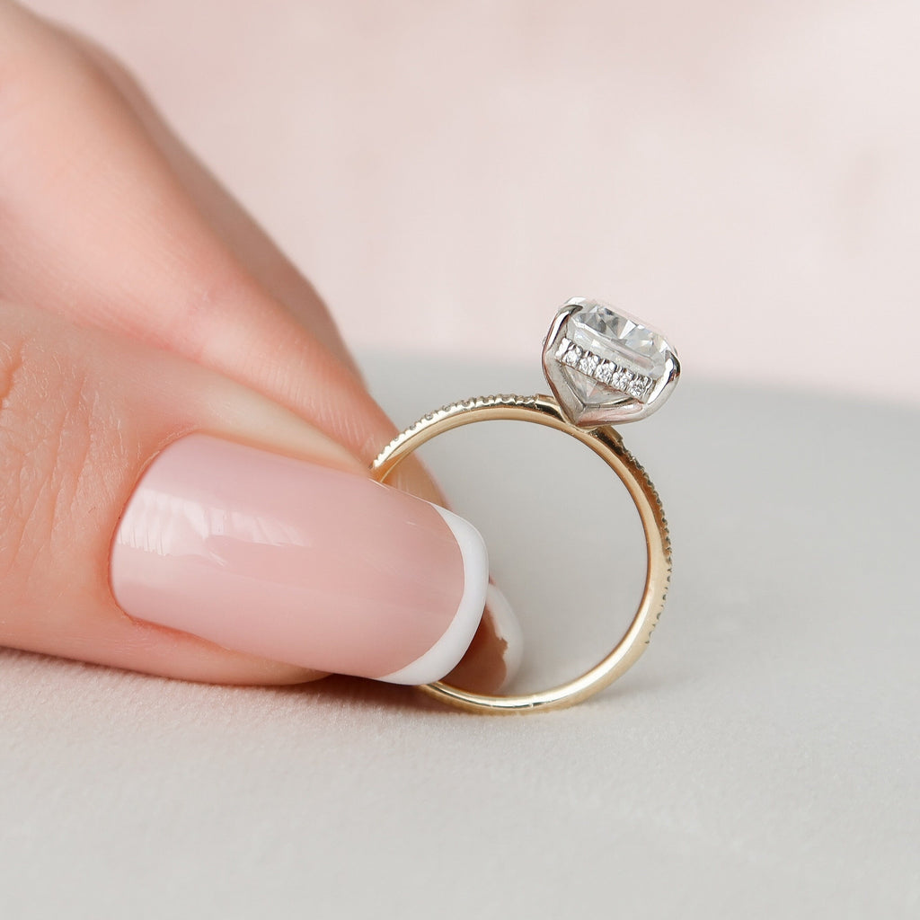 4.50 CT Elongated Cushion Cut Moissanite Pave Engagement Ring