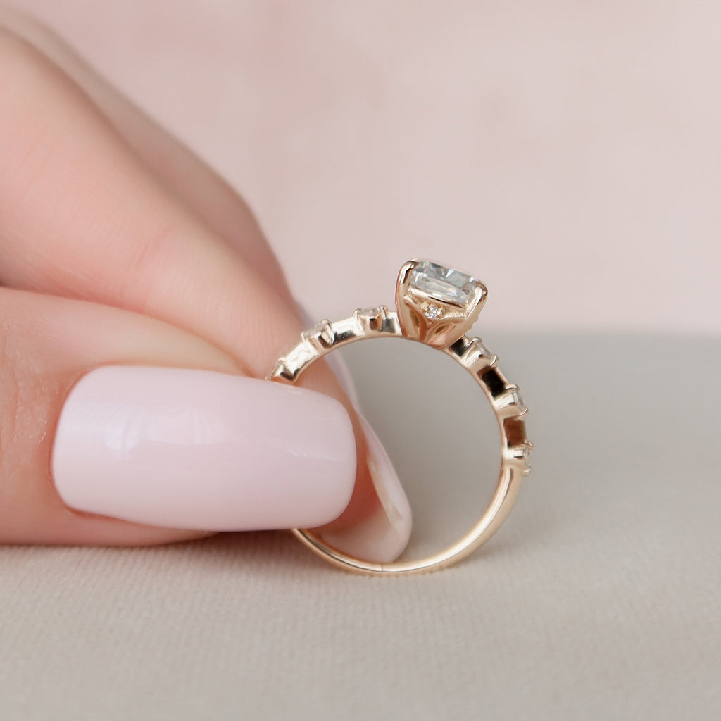 2.0 CT Elongated Cushion Moissanite Dainty Style Engagement Ring