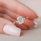 2.0 CT Elongated Cushion Moissanite Dainty Style Engagement Ring