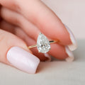 2.0CT Pear Moissanite Solitaire Engagement Ring With Hidden Halo Setting