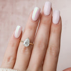 2.0CT Pear Moissanite Solitaire Engagement Ring With Hidden Halo Setting