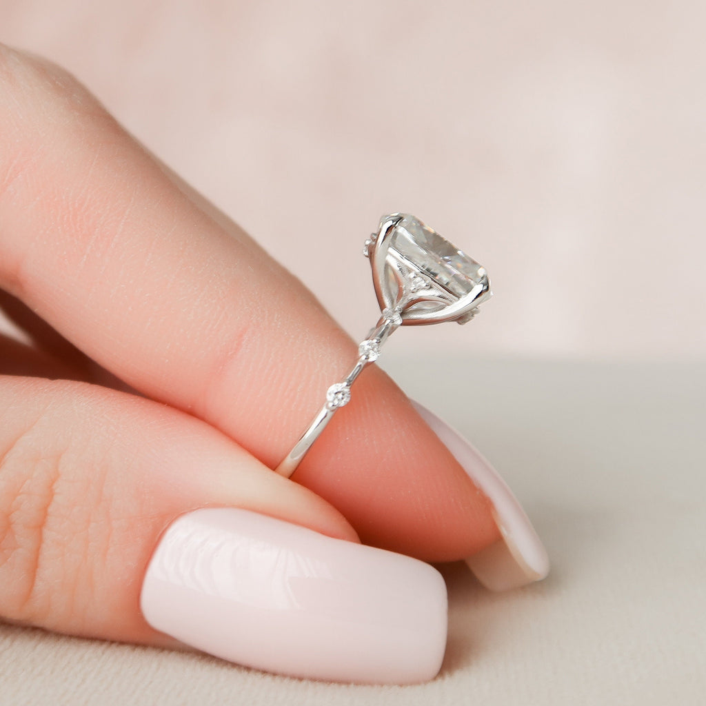 5.0 CT Elongated Cushion Moissanite Dainty Style Engagement Ring