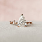 1.50 CT Pear Moissanite Nature Inspired Engagement Ring