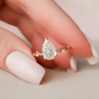 1.50 CT Pear Moissanite Nature Inspired Engagement Ring