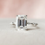 3.0CT Emerald Moissanite Solitaire Dainty Style Engagement Ring