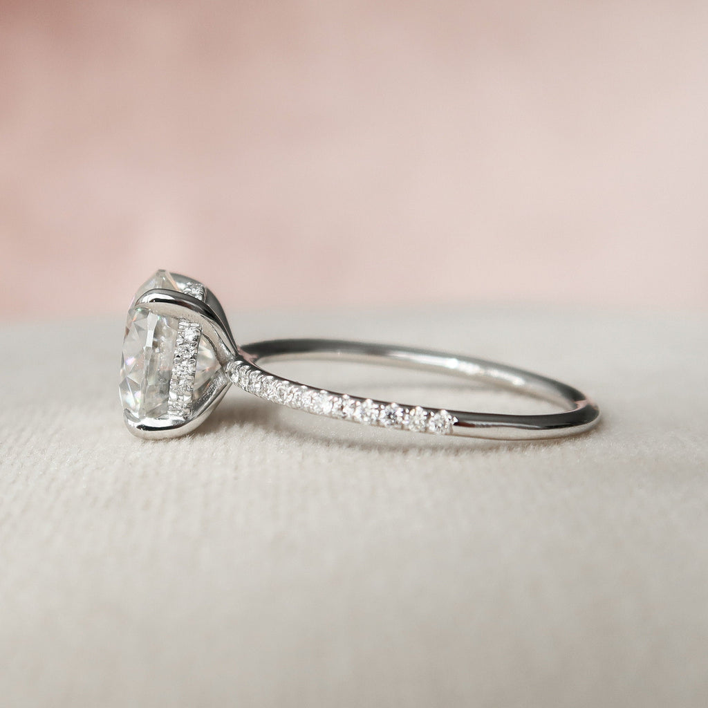 2.50 CT Round Moissanite Hidden Halo Engagement Ring