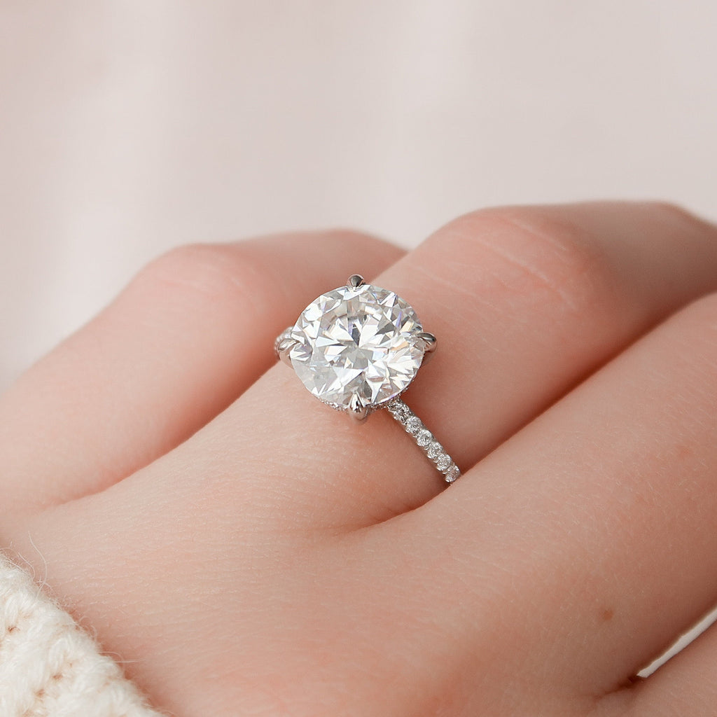 2.50 CT Round Moissanite Hidden Halo Engagement Ring