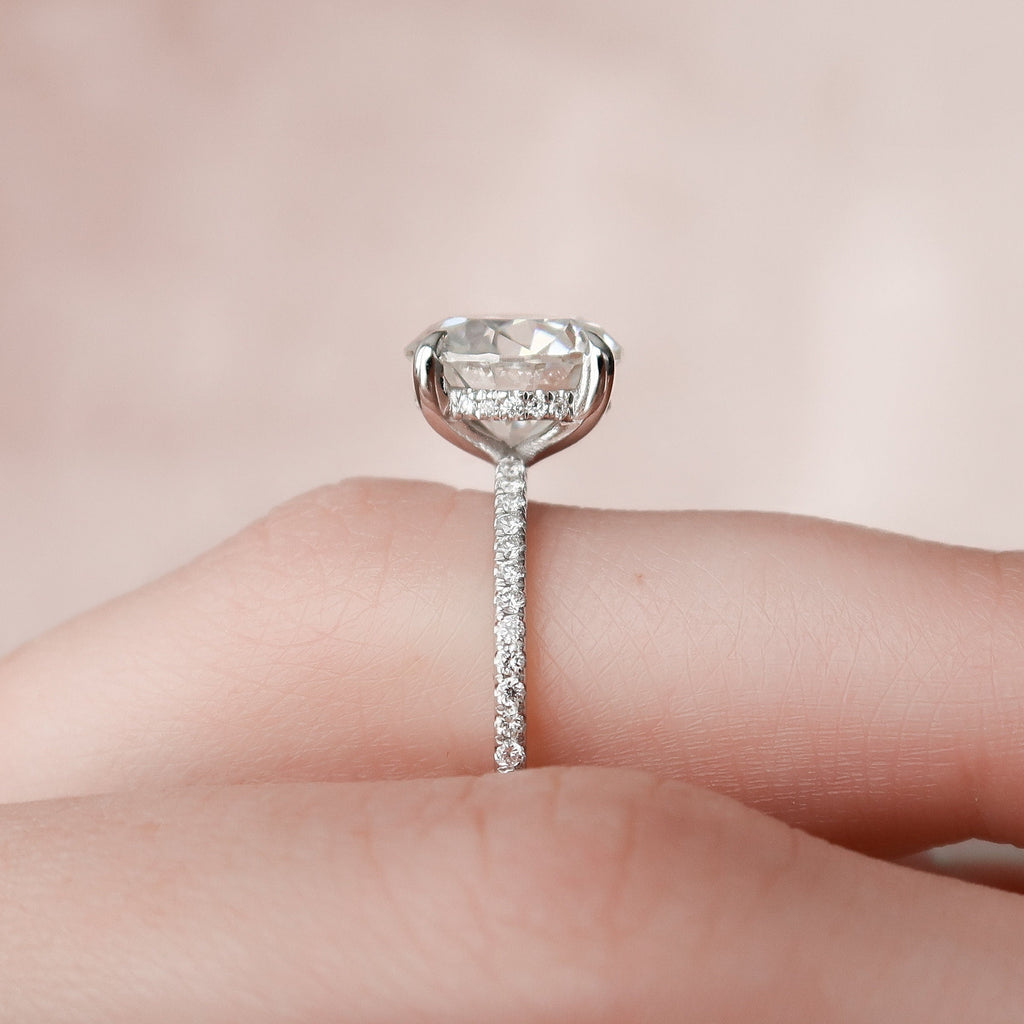 2.50 CT Round Moissanite Hidden Halo Engagement Ring