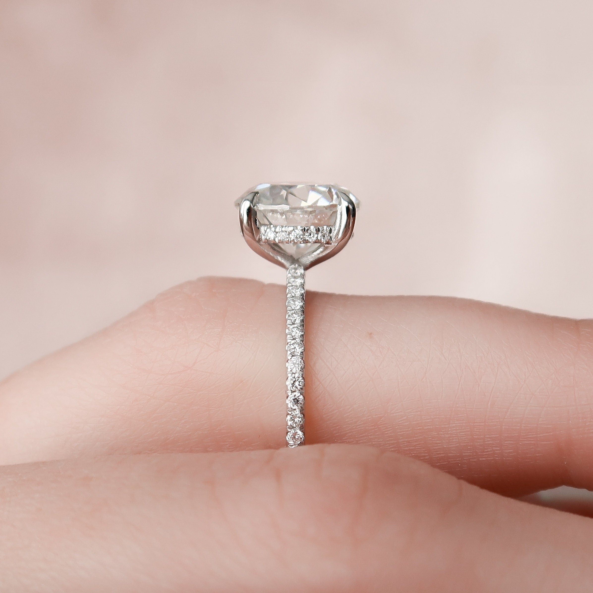 2.50 CT Round Moissanite Hidden Halo Engagement Ring