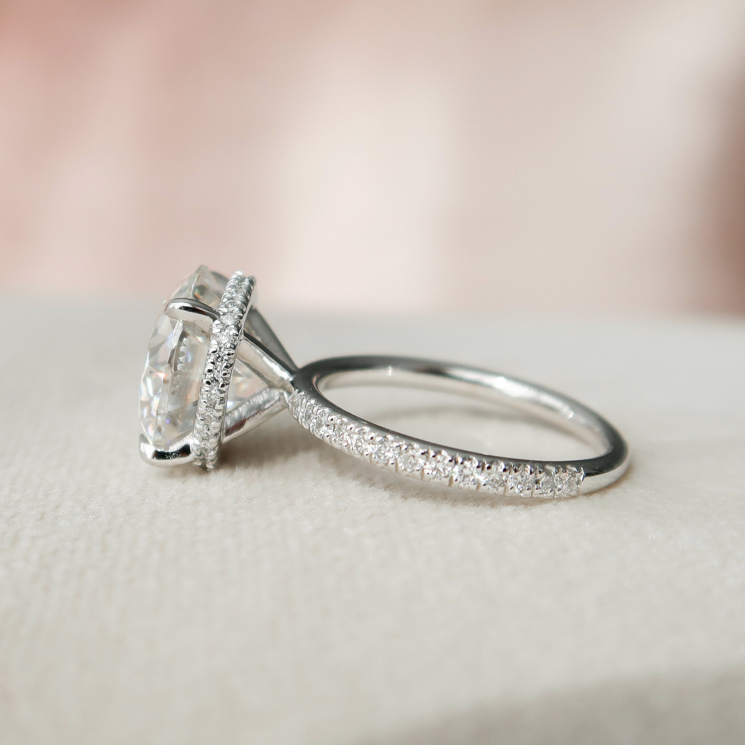 4.50 CT Round Moissanite Pave Setting Engagement Ring