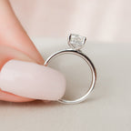 1.0 CT Cushion Hidden Halo Style Moissanite Engagement Ring