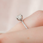 1.0 CT Cushion Hidden Halo Style Moissanite Engagement Ring