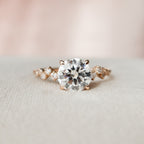 2.0 CT Round Cut Moissanite Cluster & Hidden Halo Engagement Ring
